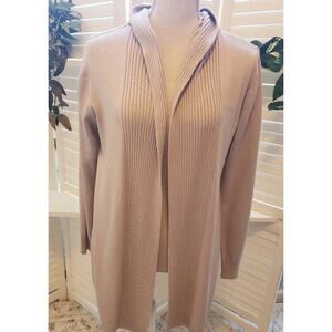 HAYDEN PARK TAN DECORATIVE BACK HOODED DUSTER CARDIGAN SIZE SMALL